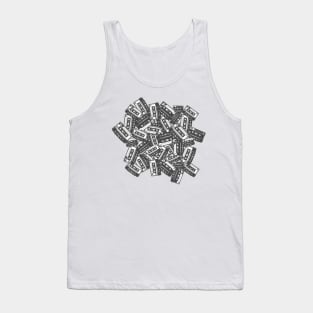 Music Cassette Tapes in Black and White Tank Top